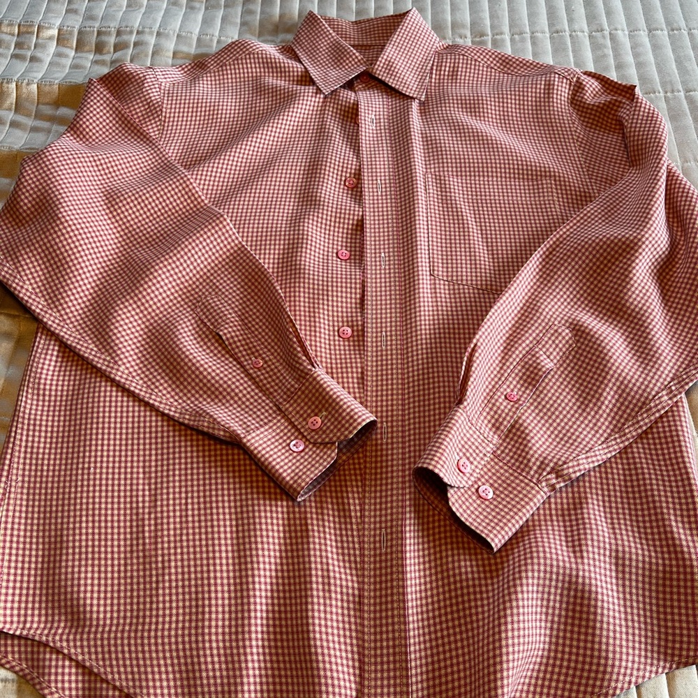 Bugatchi Men's Pink Gingham Button Down Shirt